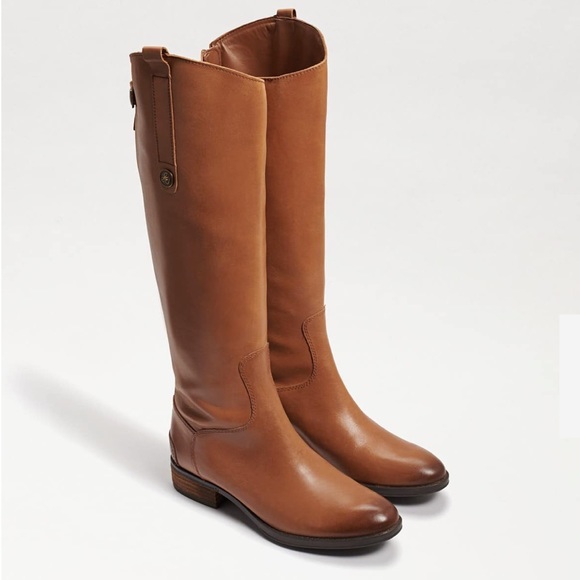 SAM EDELMAN LEATHER RIDING BOOTS PENNY - BROWN WHISKEY LEATHER NEW -BEST SELLER - Picture 1 of 15